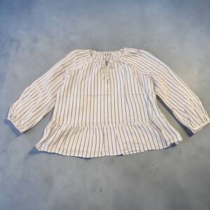 Old Navy Striped Peplum Blouse Women Large Blue White Tie Front